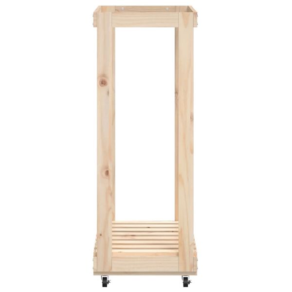 vidaXL Log Holder with Wheels 76.5x40x108 cm Solid Wood Pine