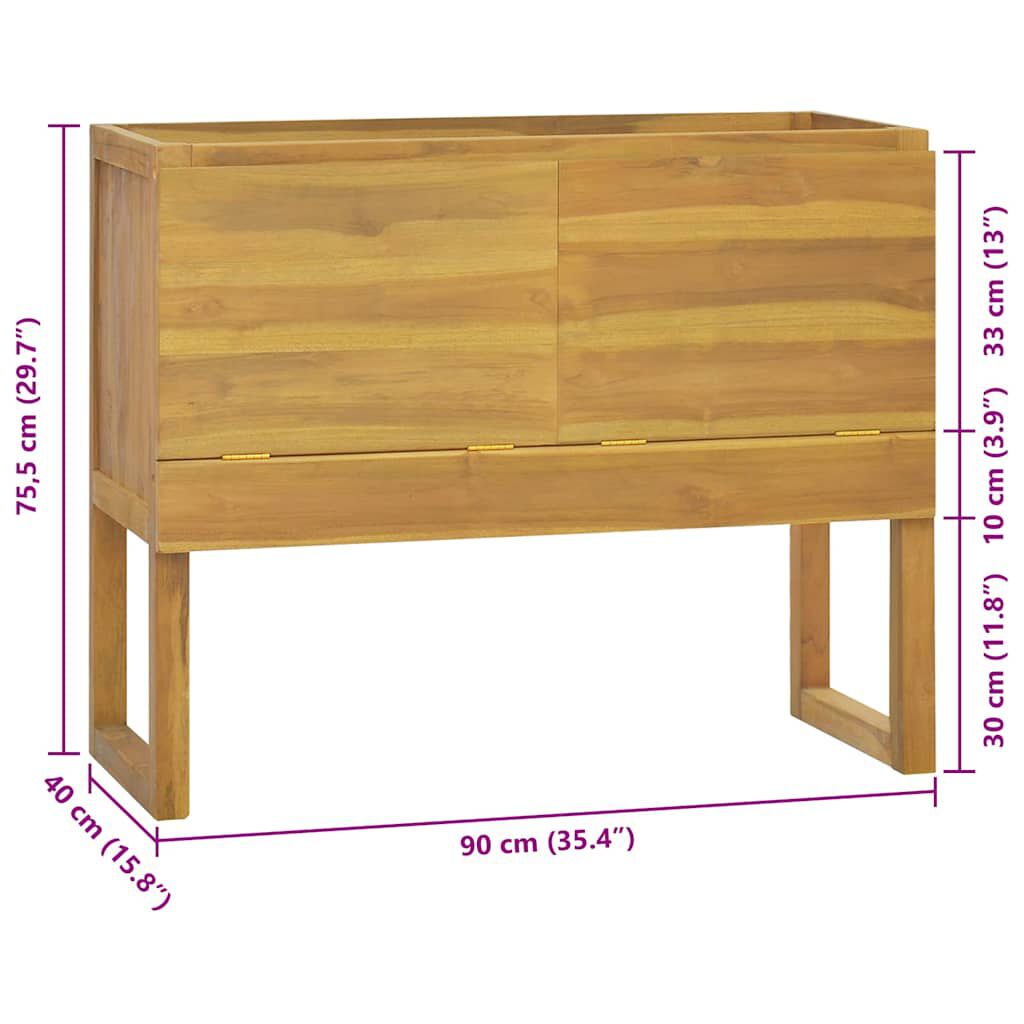 vidaXL Bathroom Cabinet 90x45x75 cm Solid Wood Teak