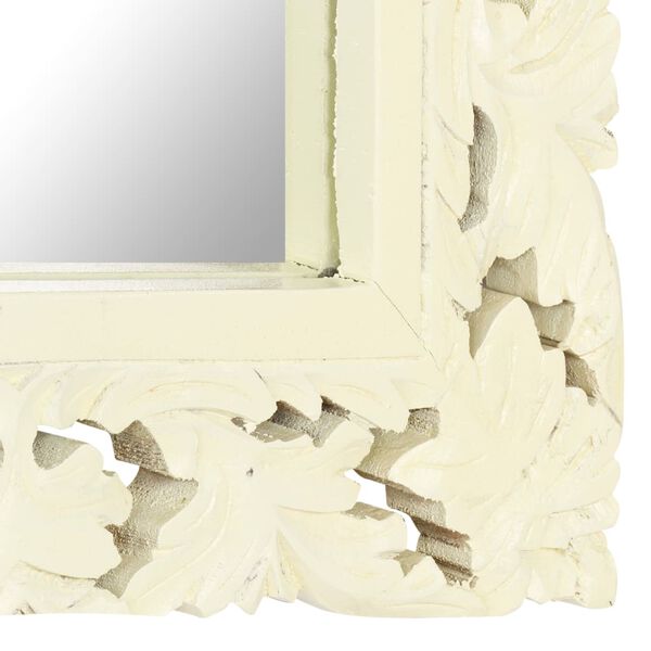 vidaXL Hand Carved Mirror White 110x50 cm Solid Mango Wood
