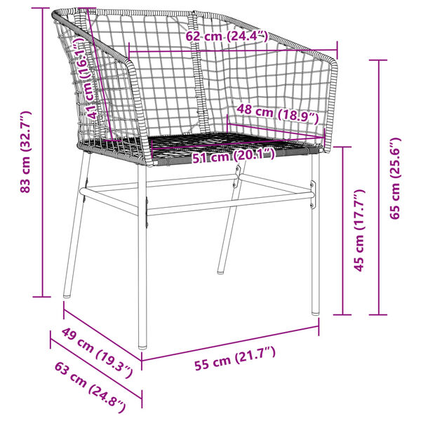 vidaXL Garden Chairs 2 pcs Brown Poly Rattan