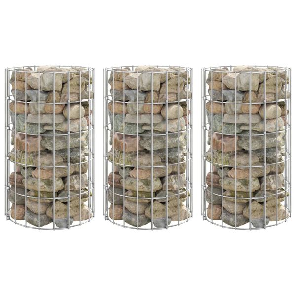 vidaXL Circular Gabion Raised Beds 3 pcs Galvanised Steel &Oslash;30x50 cm