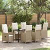vidaXL Garden Dining Set with Cushion 7 pcs Beige Poly Rattan
