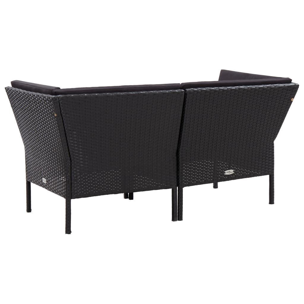 vidaXL 6 Piece Garden Lounge Set with Cushions Poly Rattan Black