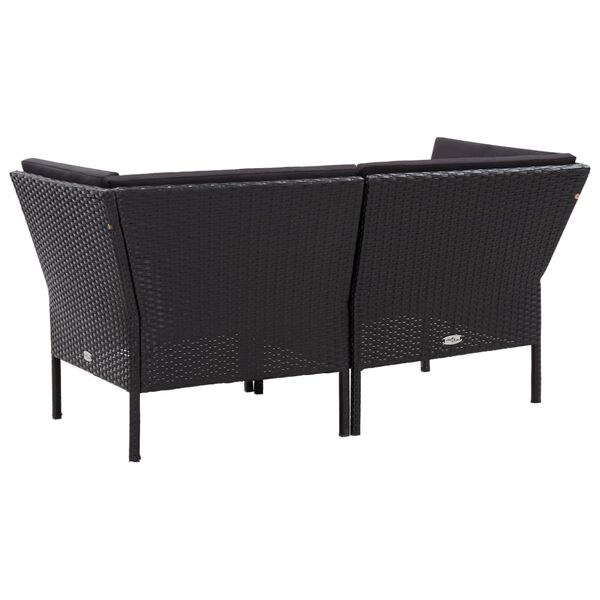 vidaXL 6 Piece Garden Lounge Set with Cushions Poly Rattan Black
