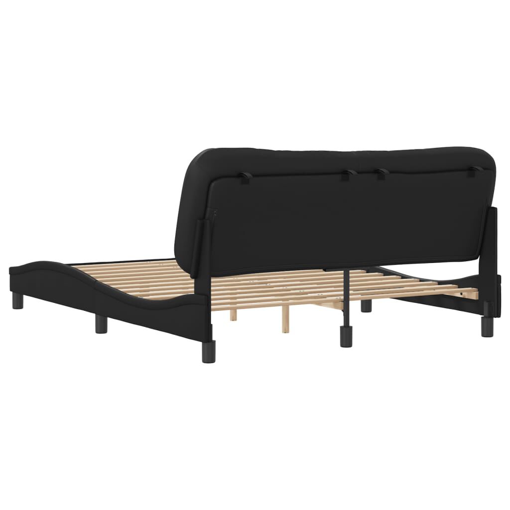vidaXL Bed Frame without Mattress Black 152x203 cm Queen Faux Leather