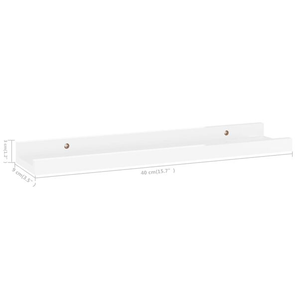 vidaXL Wall Shelves 2 pcs High Gloss White 40x9x3 cm