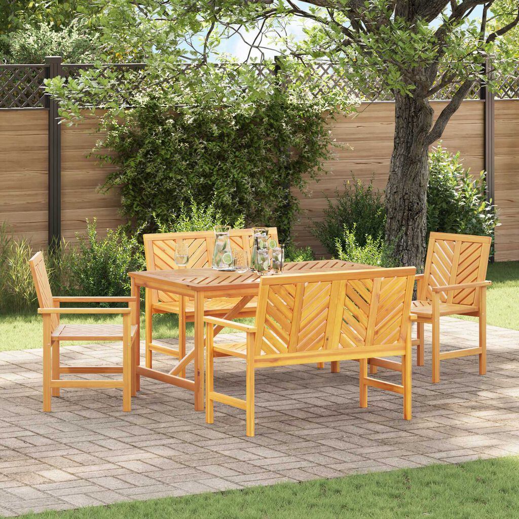 vidaXL Garden Dining Set 5 pcs Brown 150 x 90 x 74 cm