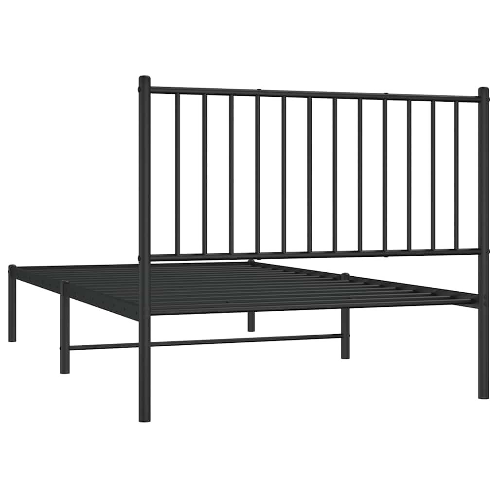 vidaXL Metal Bed Frame without Mattress with Headboard Black 100x190cm