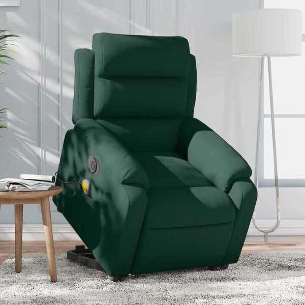 vidaXL Electric Stand up Massage Recliner Chair Dark Green Velvet