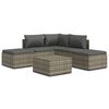 vidaXL 6 Piece Garden Lounge Set with Cushions Grey Poly Rattan