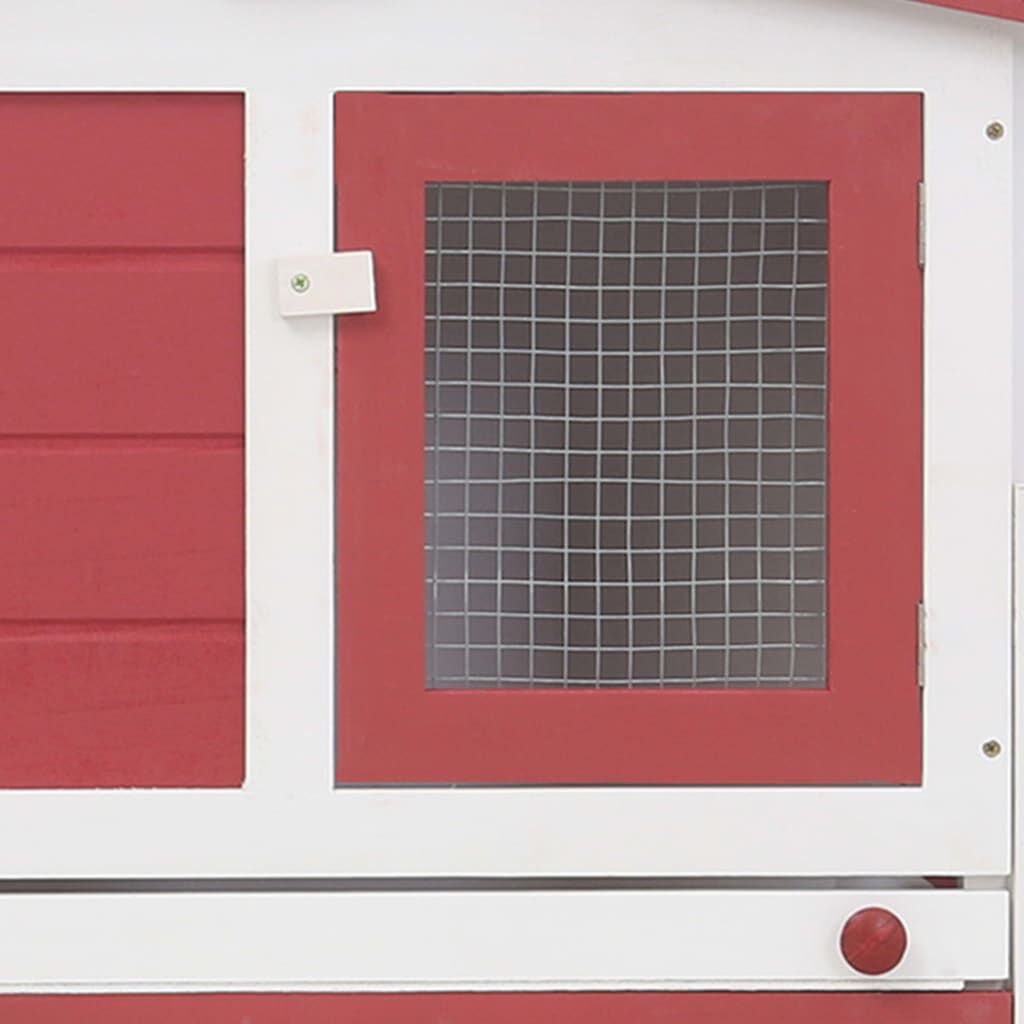 vidaXL Outdoor Large Rabbit Hutch Red and White 204x45x85 cm Wood