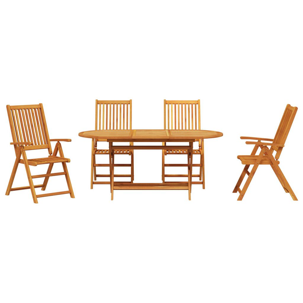 vidaXL Outdoor Dining Set Set of 5 Natural Wood Solid Acacia Wood