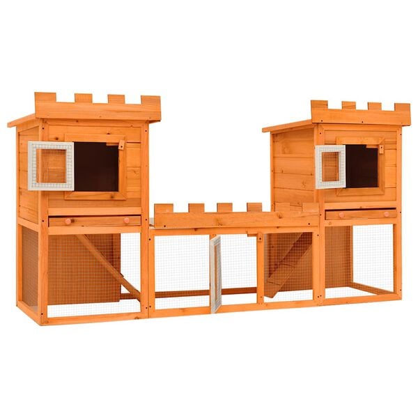 vidaXL Outdoor Large Rabbit Hutch House Pet Cage Double House