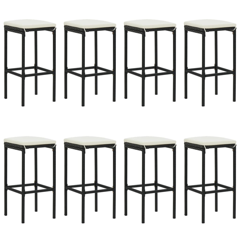 vidaXL 9 Piece Garden Bar Set with Cushions Black Poly Rattan