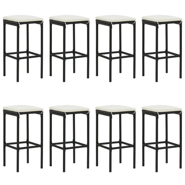 vidaXL 9 Piece Garden Bar Set with Cushions Black Poly Rattan