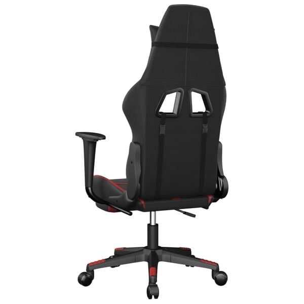 vidaXL Gaming Chair with Footrest Black and Red Faux Leather