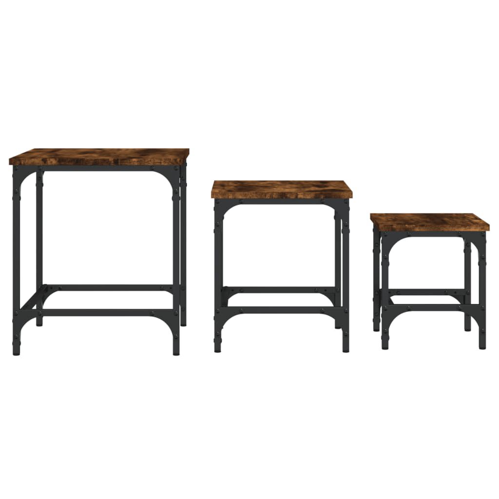 vidaXL Nesting Coffee Tables 3 pcs Smoked Oak Engineered Wood