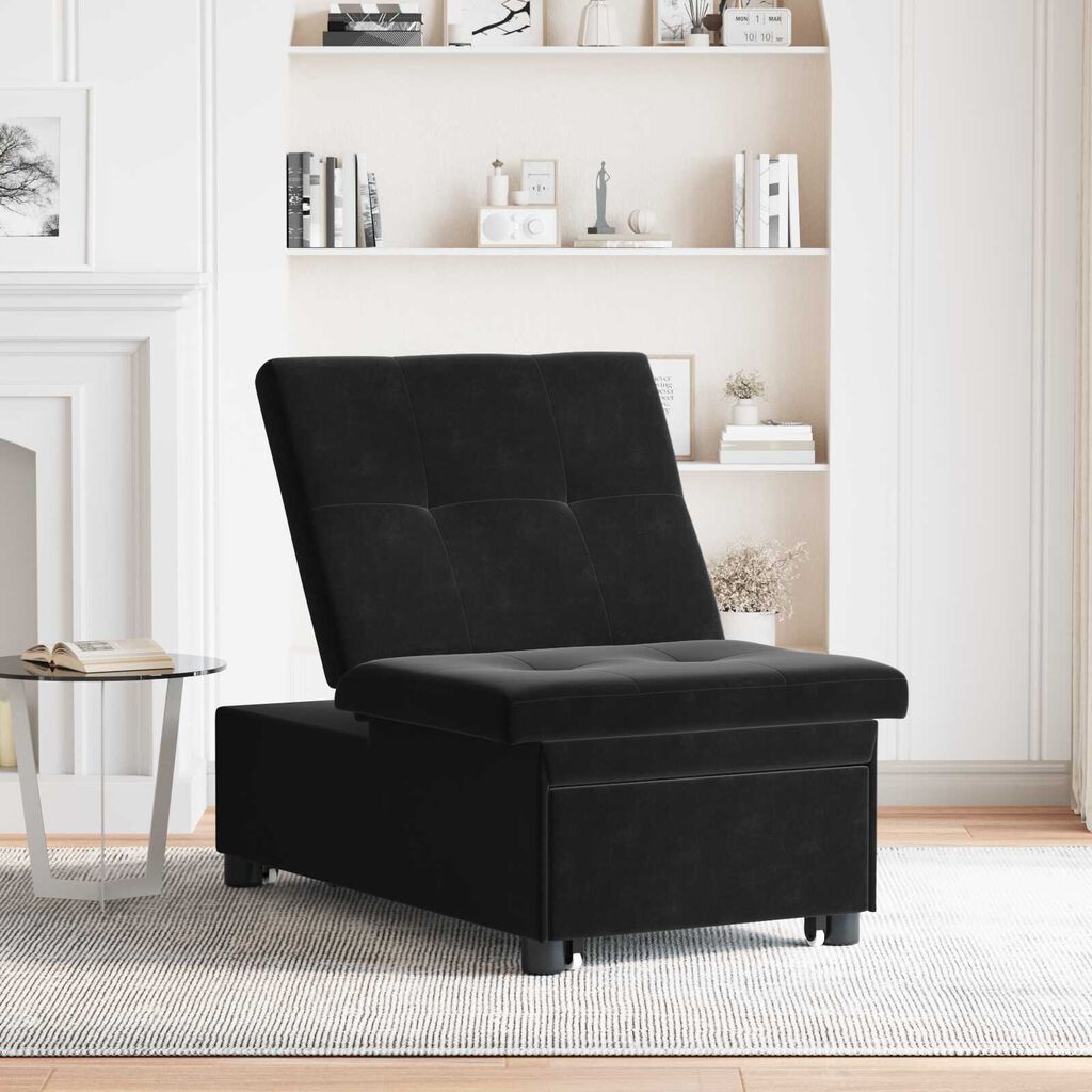 vidaXL Sofa Bed 3-in-1 Pull-Out Black Velvet