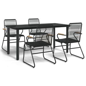 vidaXL 5 Piece Garden Dining Set Black PVC Rattan