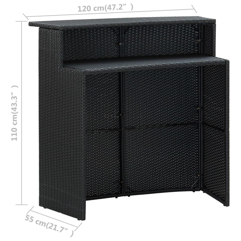 vidaXL 3 Piece Garden Bar Set with Cushions Black