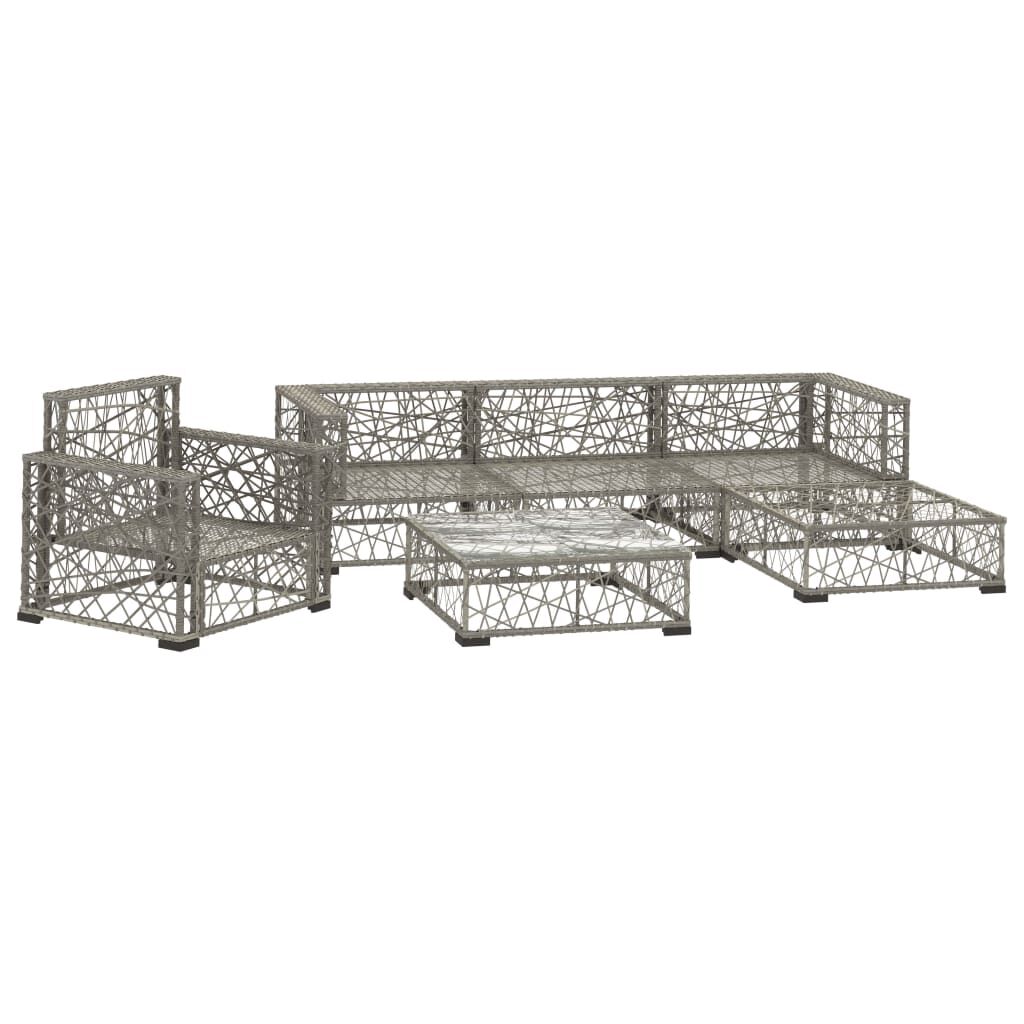 vidaXL 6 Piece Garden Lounge Set with Cushions Poly Rattan grey