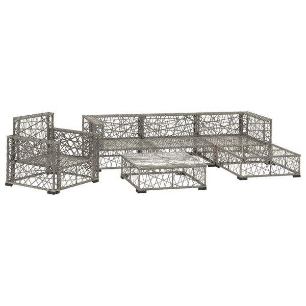 vidaXL 6 Piece Garden Lounge Set with Cushions Poly Rattan grey