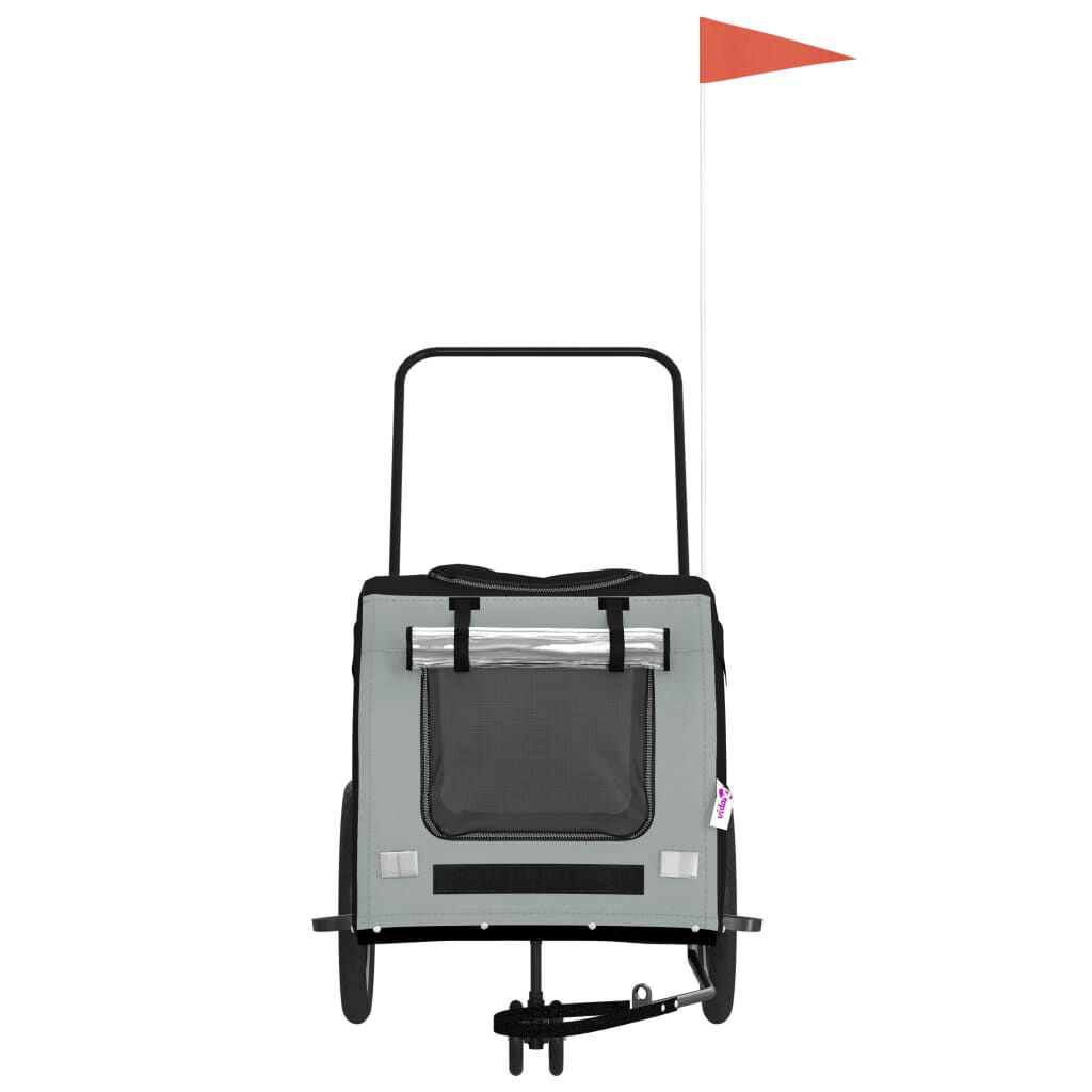 vidaXL Pet Bike Trailer Black and Grey Oxford Fabric and Iron