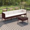 vidaXL 5 Piece Garden Lounge Set with Cushions Poly Rattan Brown