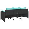 vidaXL Garden Sofa with Cushions 3-Seater Black Poly Rattan