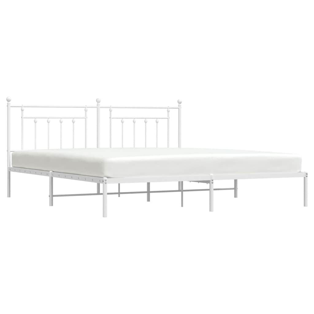 vidaXL Metal Bed Frame without Mattress with Headboard White 193x203cm