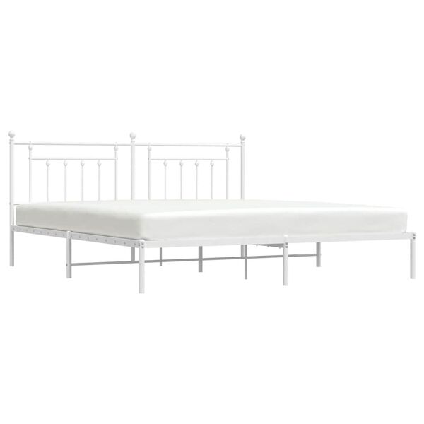 vidaXL Metal Bed Frame without Mattress with Headboard White 193x203cm