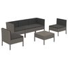 vidaXL 6 Piece Garden Lounge Set with Cushions Poly Rattan Grey