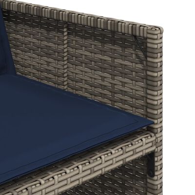 vidaXL 11 Piece Garden Dining Set with Cushions Grey Poly Rattan