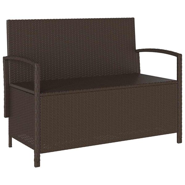vidaXL Garden Storage Bench with Cushion Brown Poly Rattan