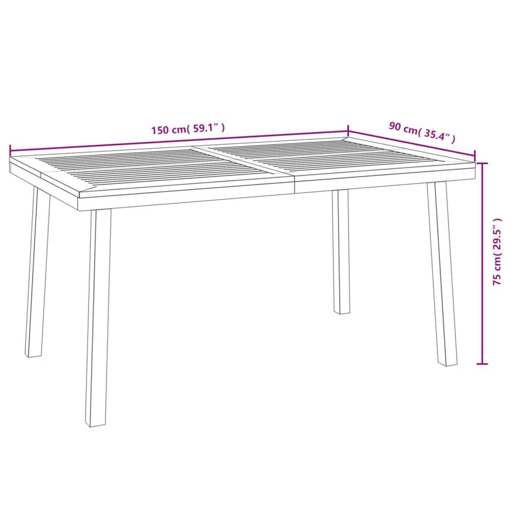 vidaXL 5 Piece Garden Dining Set Solid Wood Acacia and Metal