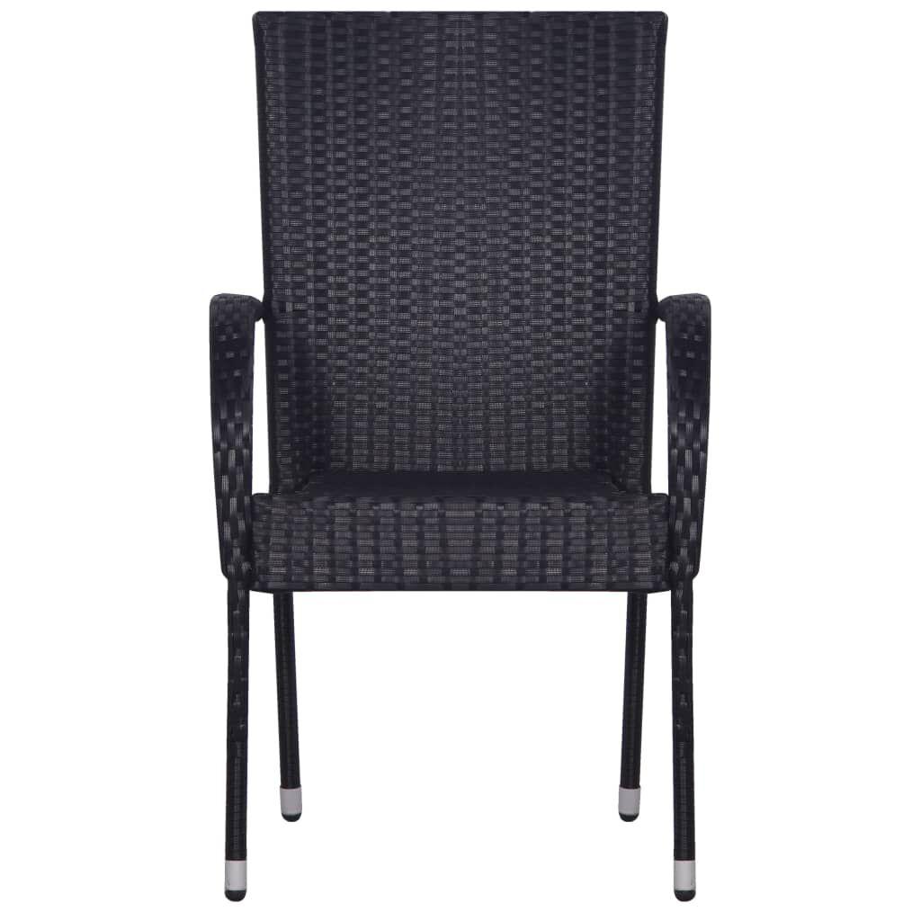 vidaXL 5 Piece Garden Dining Set Poly Rattan Black