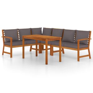 vidaXL 5 Piece Garden Dining Set with Cushions Solid Wood Acacia