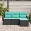 vidaXL Garden Sofa Set with Storage 4 pcs Black Poly Rattan