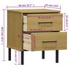 vidaXL Bedside Cabinet with Metal Legs Brown Solid Wood Pine OSLO