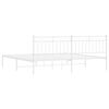 vidaXL Metal Bed Frame without Mattress with Headboard White 193x203cm
