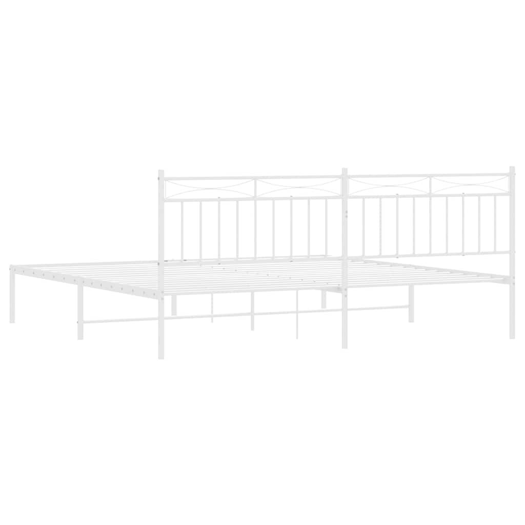 vidaXL Metal Bed Frame without Mattress with Headboard White 193x203cm