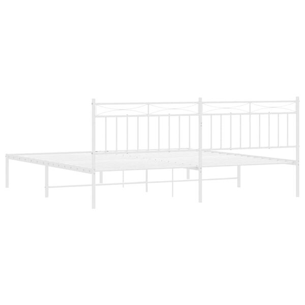 vidaXL Metal Bed Frame without Mattress with Headboard White 193x203cm