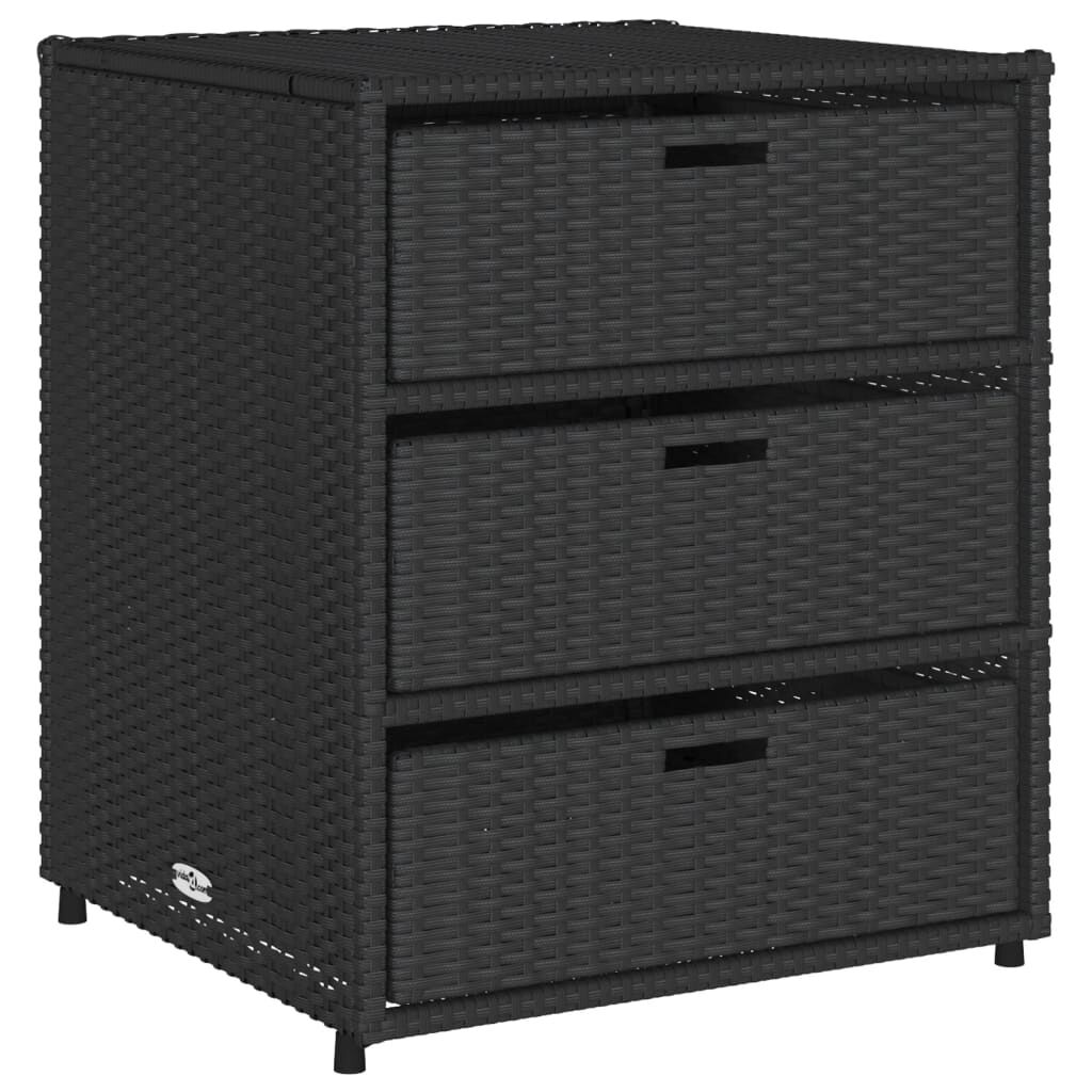 vidaXL Garden Storage Cabinet Black 55x59x69 cm Poly Rattan
