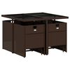 vidaXL 9 Piece Garden Dining Set with Cushions Brown Poly Rattan