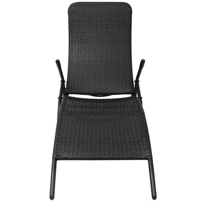 vidaXL Folding Sun Lounger Poly Rattan Black