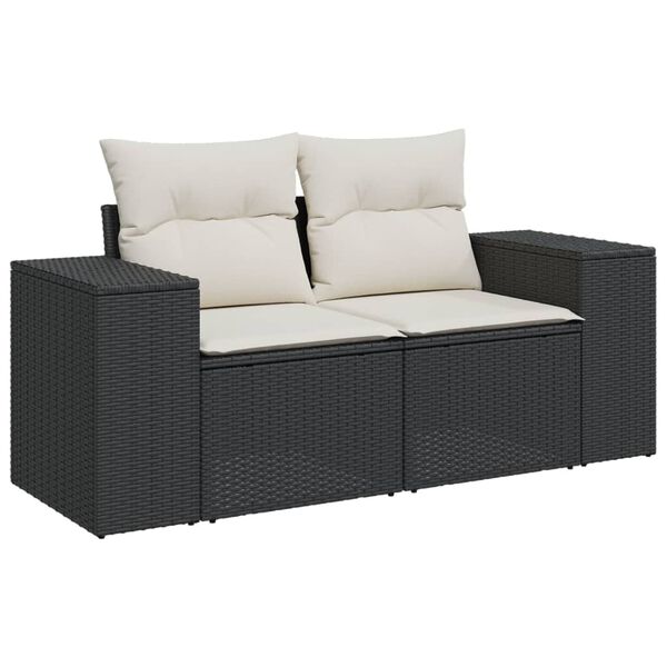 vidaXL 8 Piece Garden Sofa Set with Cushions Black Poly Rattan
