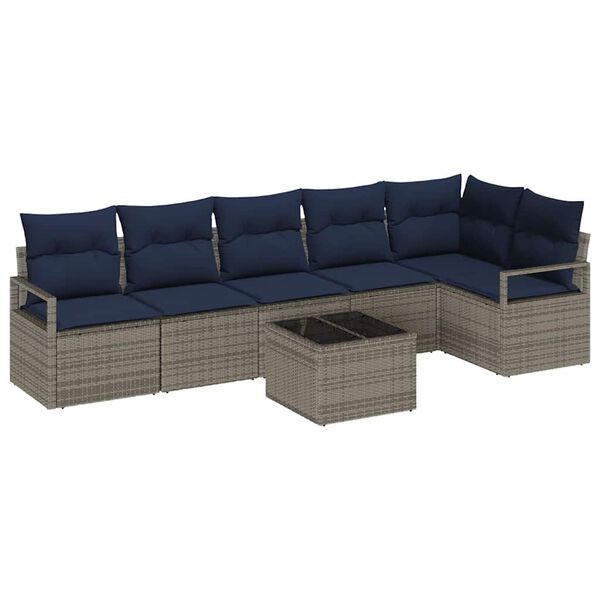 vidaXL Sofa Set 7 pcs Grey Poly Rattan