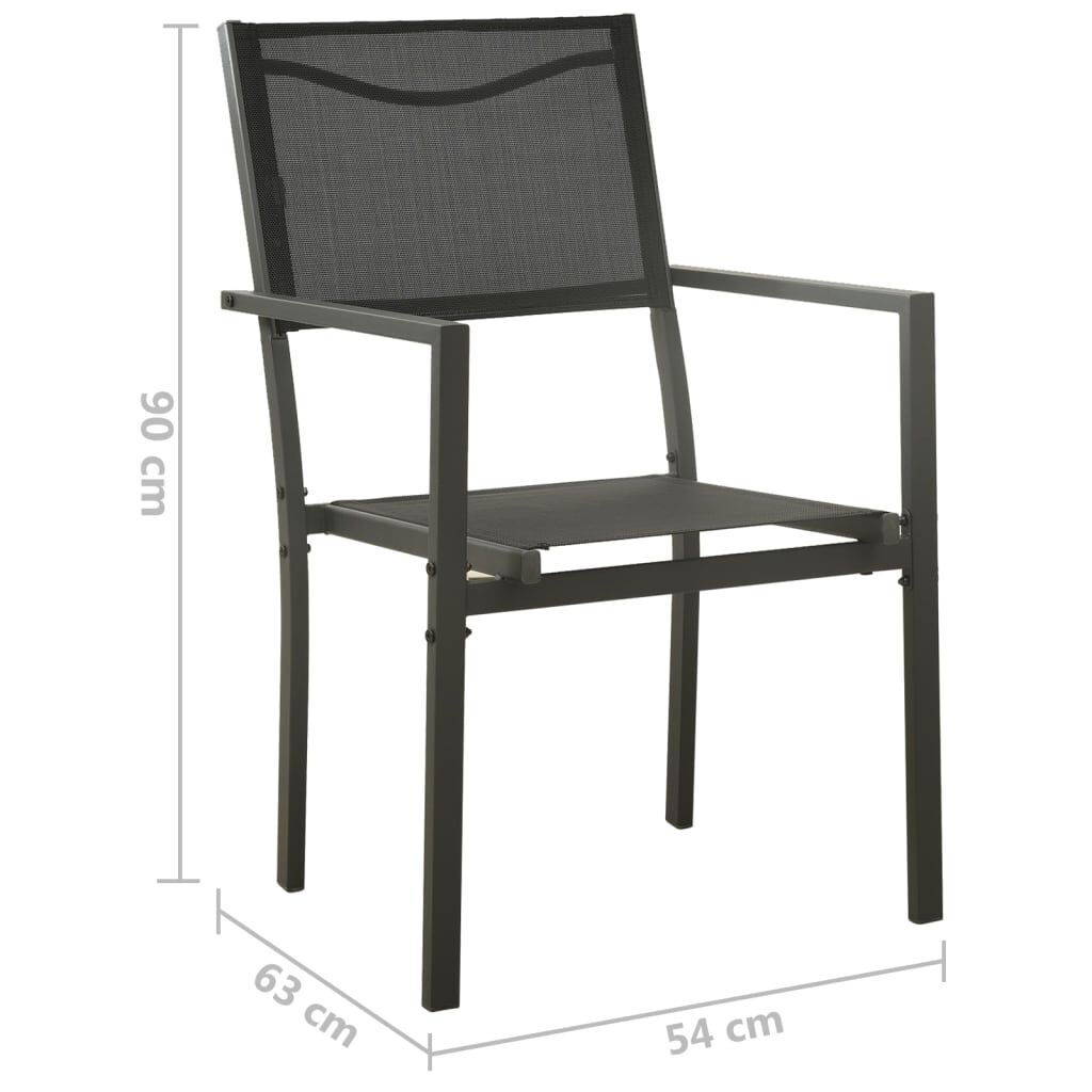 vidaXL Garden Chairs 2 pcs Textilene and Steel Black and Anthracite