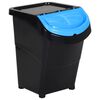 vidaXL Stackable Waste Bins with Lids 3 pcs Black PP 120 L
