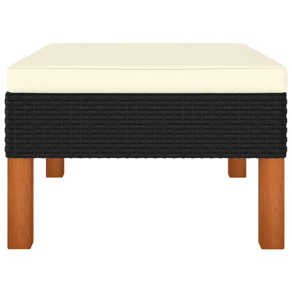 vidaXL Footstool Poly Rattan and Solid Eucalyptus Wood